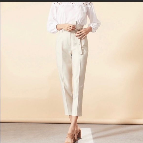 Ann Taylor Pants - Ann Taylor Beige Paper Bag High Waist Ankle Pants